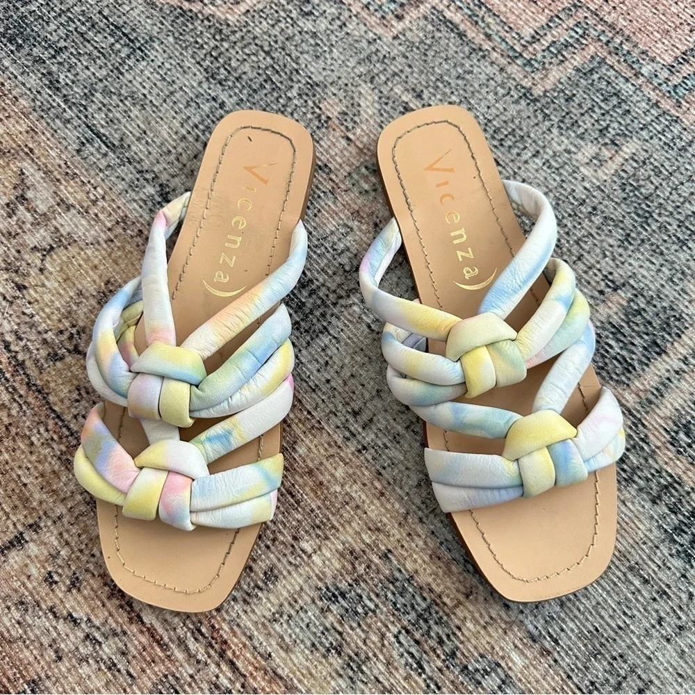 Anthropologie Tie Dye Slip On Sandals sz 7